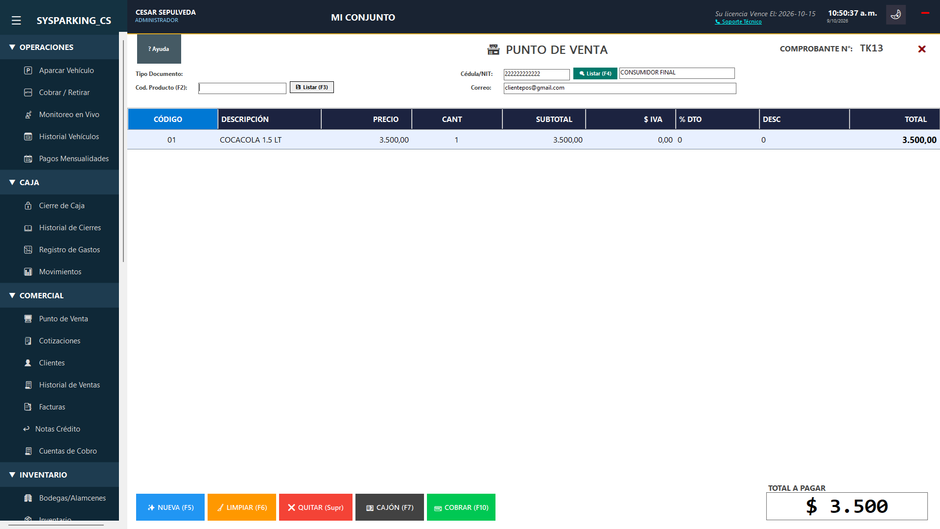 Punto de Venta — producto agregado
